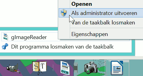 gimageReader starten als administrator