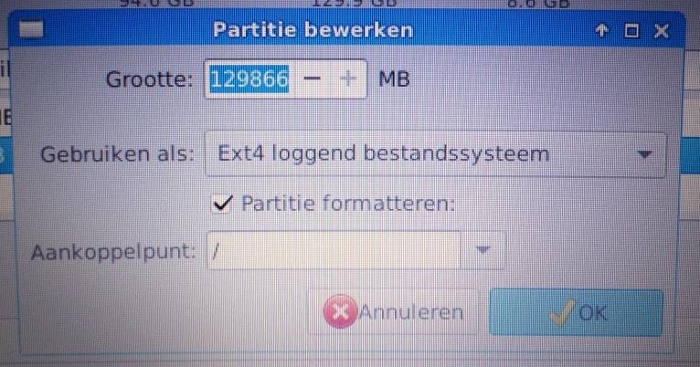 partitie bewerken