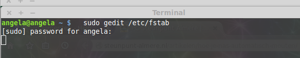 terminal fstab openen