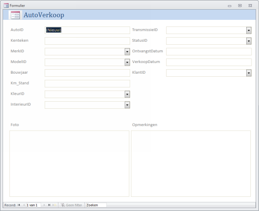 Formulier Autoverkoop