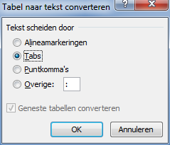 Tabel naar tekst