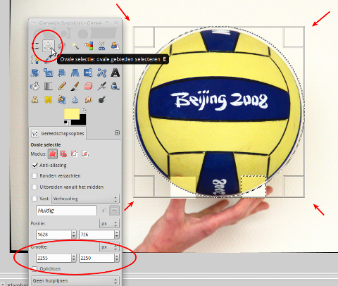 Het gereedschap voor ovale (of ronde) selecties