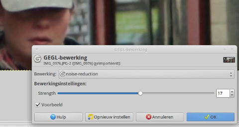 Het GEGL "noise reduction"ruisfilter