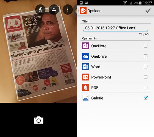 Screenshots van Office Lens